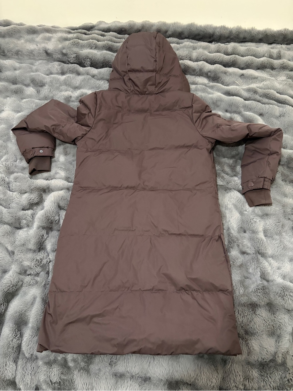 Mindetta Outdoor Project Long Puffer Coat with Hood - Brown - Small - Picture 4 of 6